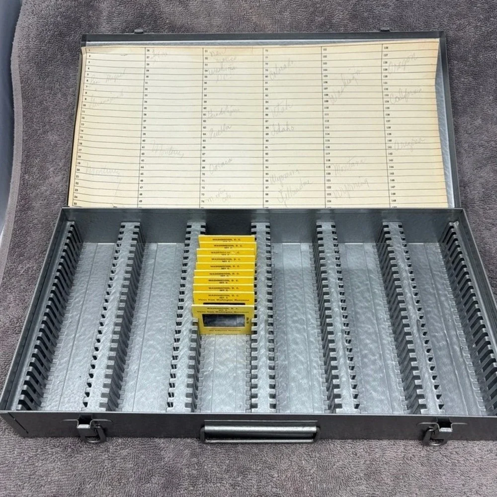 Vintage Logan Metal Slide File Box 2x2 35mm Case 10 Washington DC Slides